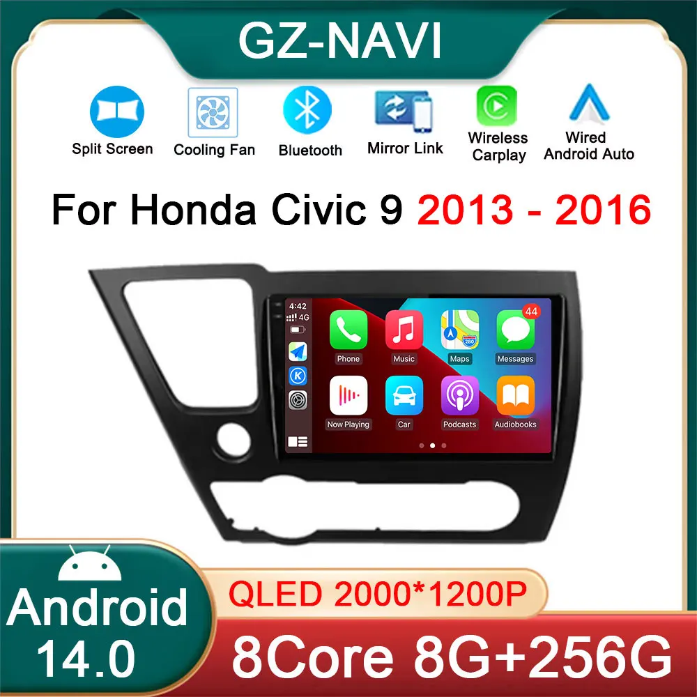 

Автомагнитола Carplay DSP на Android 14 для Honda Civic 9, 2013, 2014, 2015, 2016, мультимедийный видеоплеер, навигация, стерео, GPS, Wi-Fi