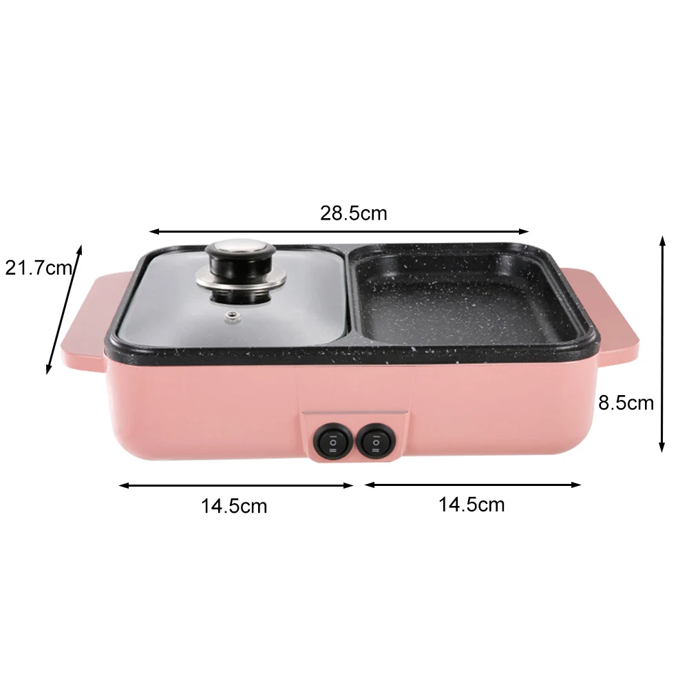 1200W Electric Hot Pot Cooker BBQ Grill 2 IN 1 Multifunctional Electric BBQ Grill Non Stick Plate Pan Electric Pressure Cooker 6