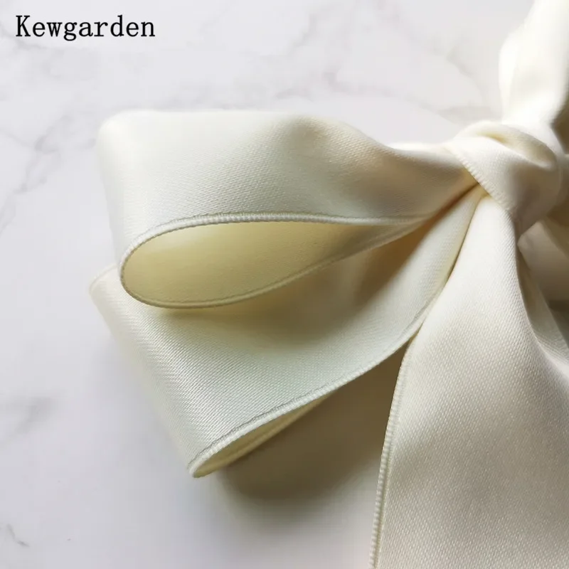Kewgarden 코 튼 새틴 리본 4cm 1.5 DIY Hairbow 액세서리 수 제 테이프 Carfts 선물 포장 재료 5 미터