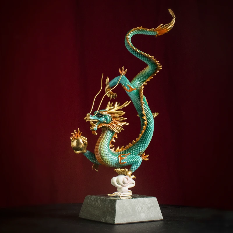 Baifan light luxury brass dragon ornament office living room entrance high-end lucky decoration opening housewarming gift