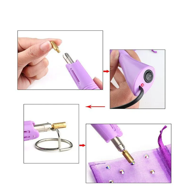 Hotfix Rhinestone Applicator EU /US Purple Hotfix Rhinestone Applicator Fast Heating Iron-on Wand Heat-fix Rhinestones Glass Diamond Tool