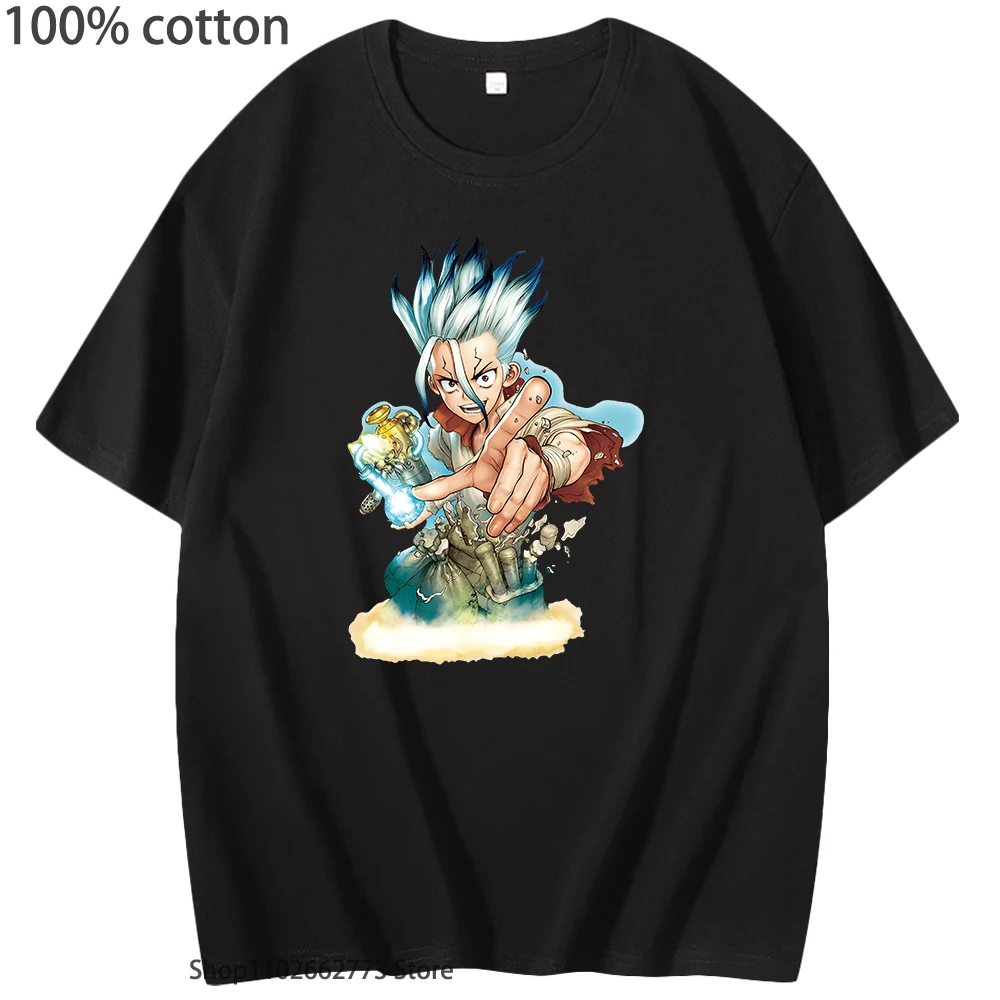 

Ishigami Senku Cartoon Anime Graphic Tshirt Girls Kawaii Shirts 100% Cotton Tops Short Sleeve Women ClothesSoft Mens Casual Tee