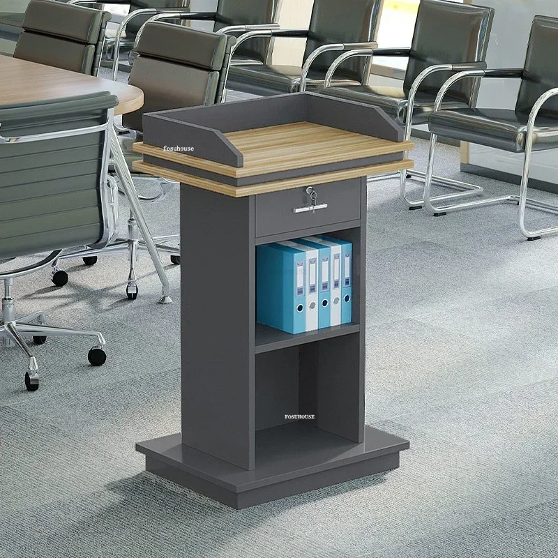 Small Church Pulpit Creative Wooden Reception Desks Modern Front Desk Welcome Desk Restaurant Shopping Guide with Wheels