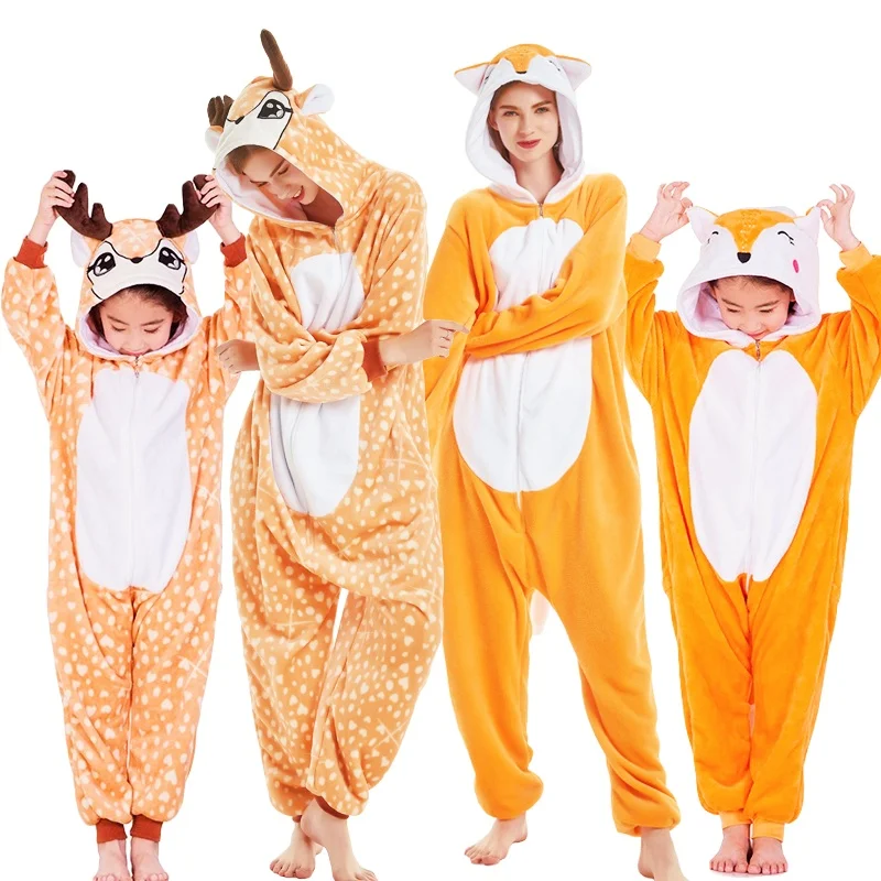 Kigurumi Fox Deer Onesies Cartoon Pajamas Adults Women Men Animal Pyjamas Homewear Halloween Christmas Cosplay Party Costume kigurumi pajamas onesies cosplay pajamas onesies