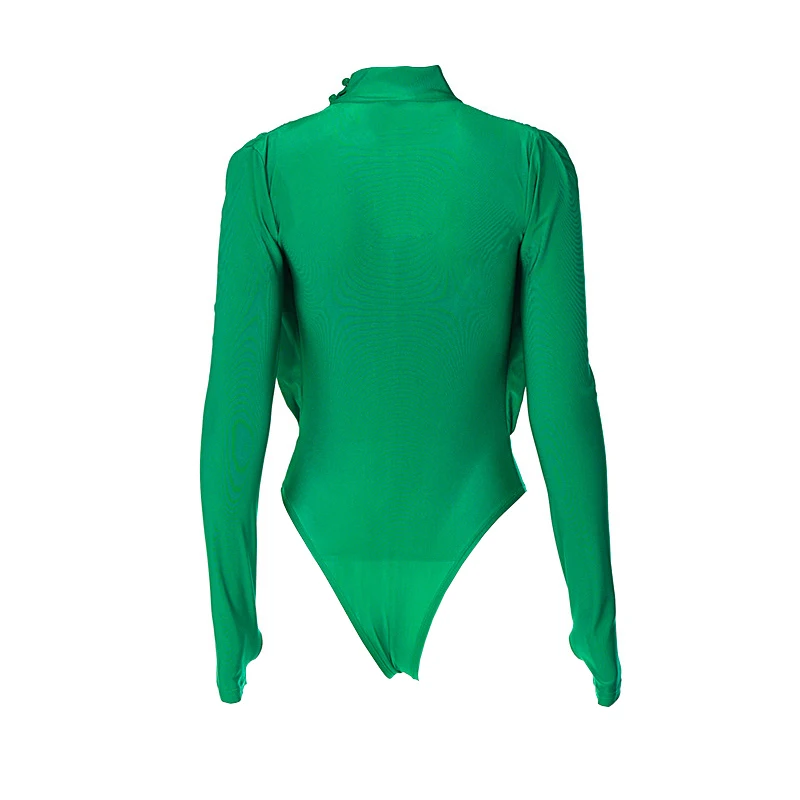 Damen Frühling Neuer Stil Sexy V-Ausschnitt Figurbetontes Basisschicht-Patchwork Langarm-Jumpsuit Einfarbig Innenfutter Lässiger Doppellagiger Hochgeschnittener Overall – Detail 27
