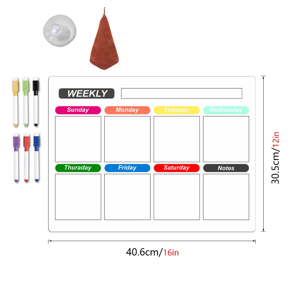 Erasable magnetic refrigerator stickers removable weekly and monthly planner note-taking message board schedule PVC whiteboard