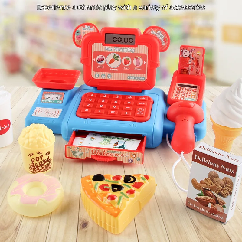 Simulation Shopping Cash House Toys Electronic Game Lighting And Sound Effects Supermarket Cashier Toys 4