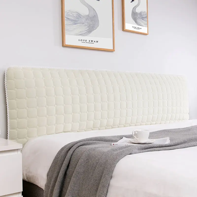 Solid Elastic Bed Headboard Cover Soft Bedroom Bedhead Dust Proof Cover Non-Slip Modern Hotel Removable Bedside Grey Pink