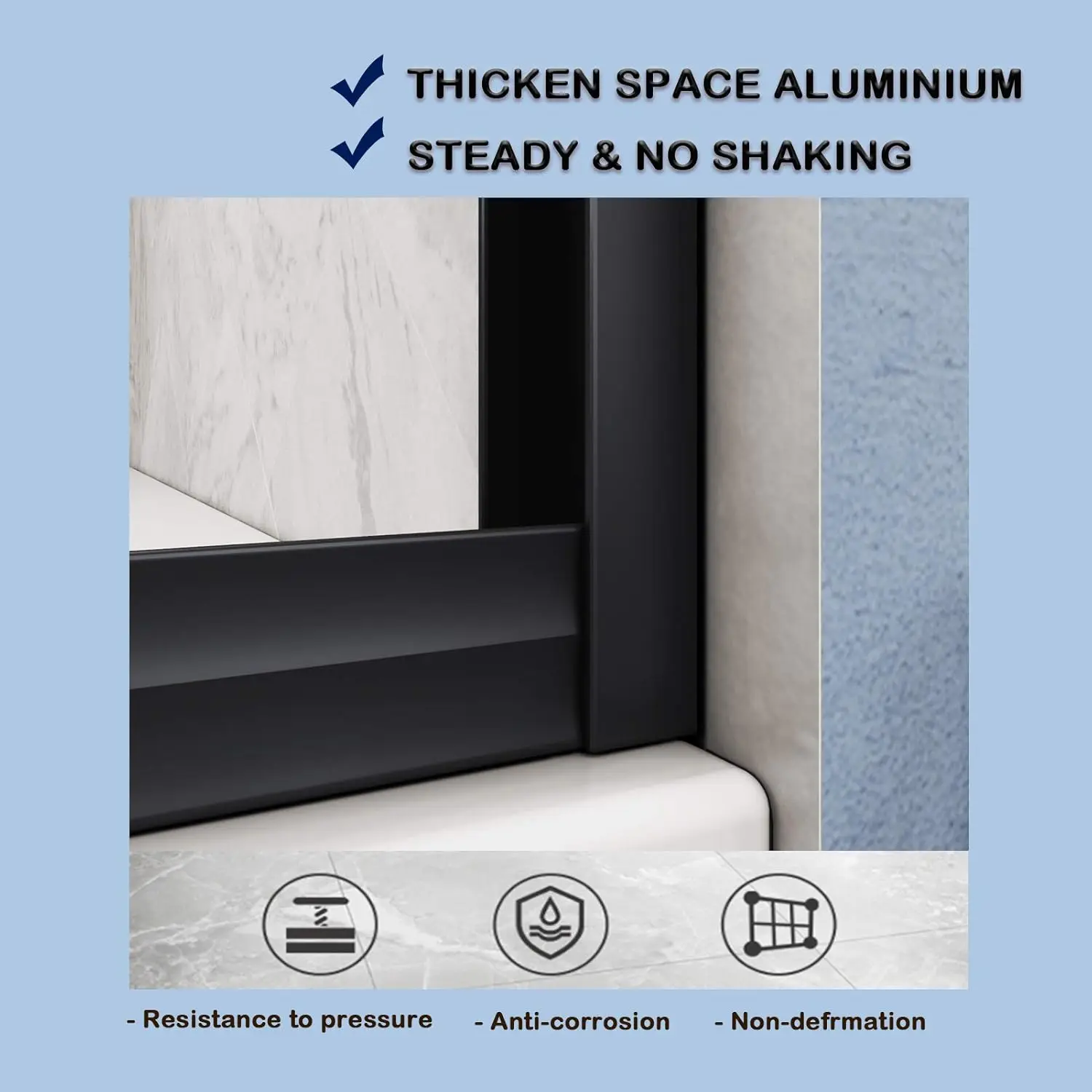 Sliding Shower Door Shower Door Clear Glass Semi Frameless Enclosure Stainless Steel Hardware Black Finish Bypass Glass