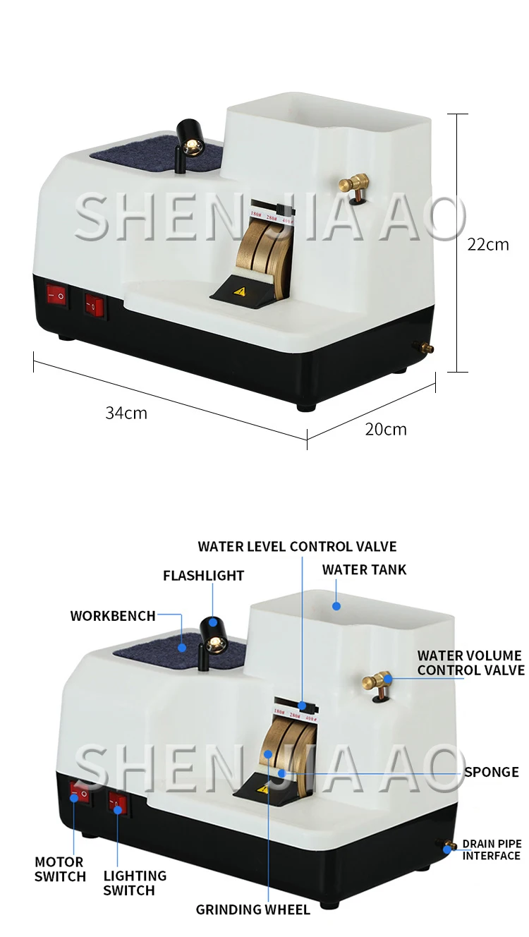Optical Manual Lens Edger Hand Cutting Grinder Machine With 3 Wheels WB-3306B 18
