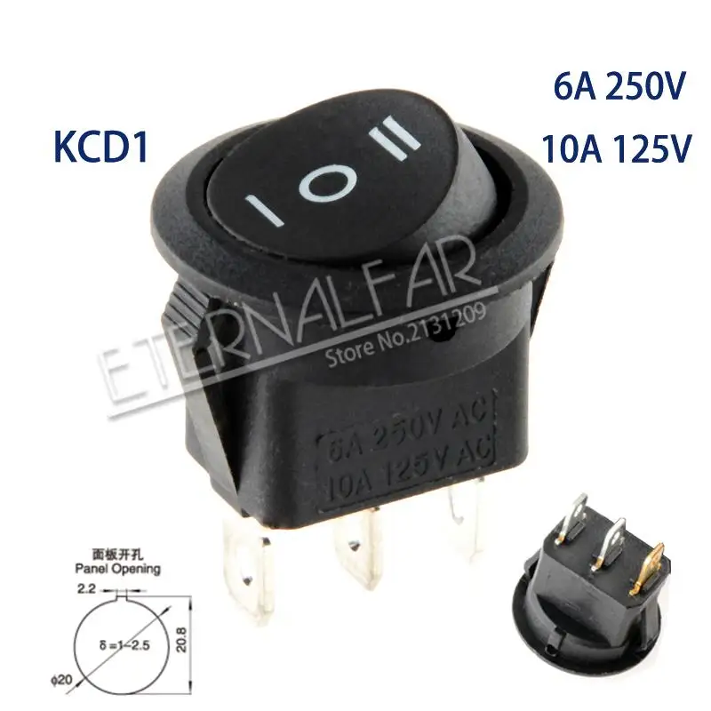 KCD1 Spst 6A 250V 10A 125V Ac Op-Off Ronde 12V Led Rocker Switch Led Dot licht Led Verlichte Auto Dashboard Dash Boot Toggle