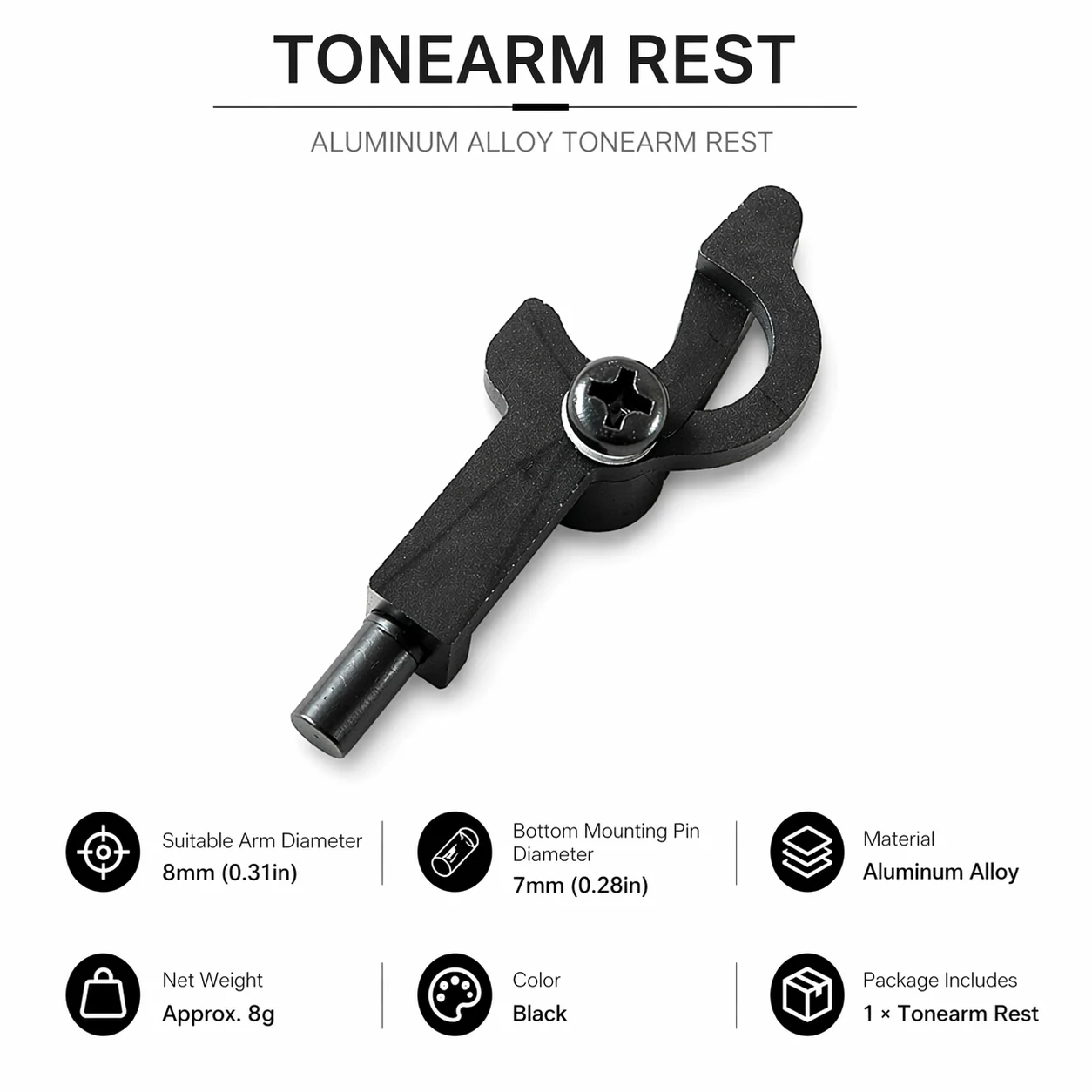 10mm 톤암 레스트 홀더 파나소닉 비닐 레코드 플레이어 액세서리용 블랙 턴테이블 암 지지대