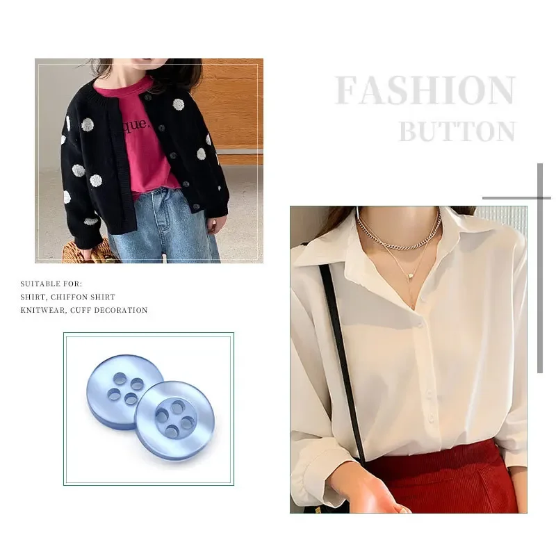 20 to 150PCs 2. 6MM Resin Pearlescent Real Corrugated Button Four-Eye Wide-Brimmed Pearlescent Button Color Shirt Lining 4