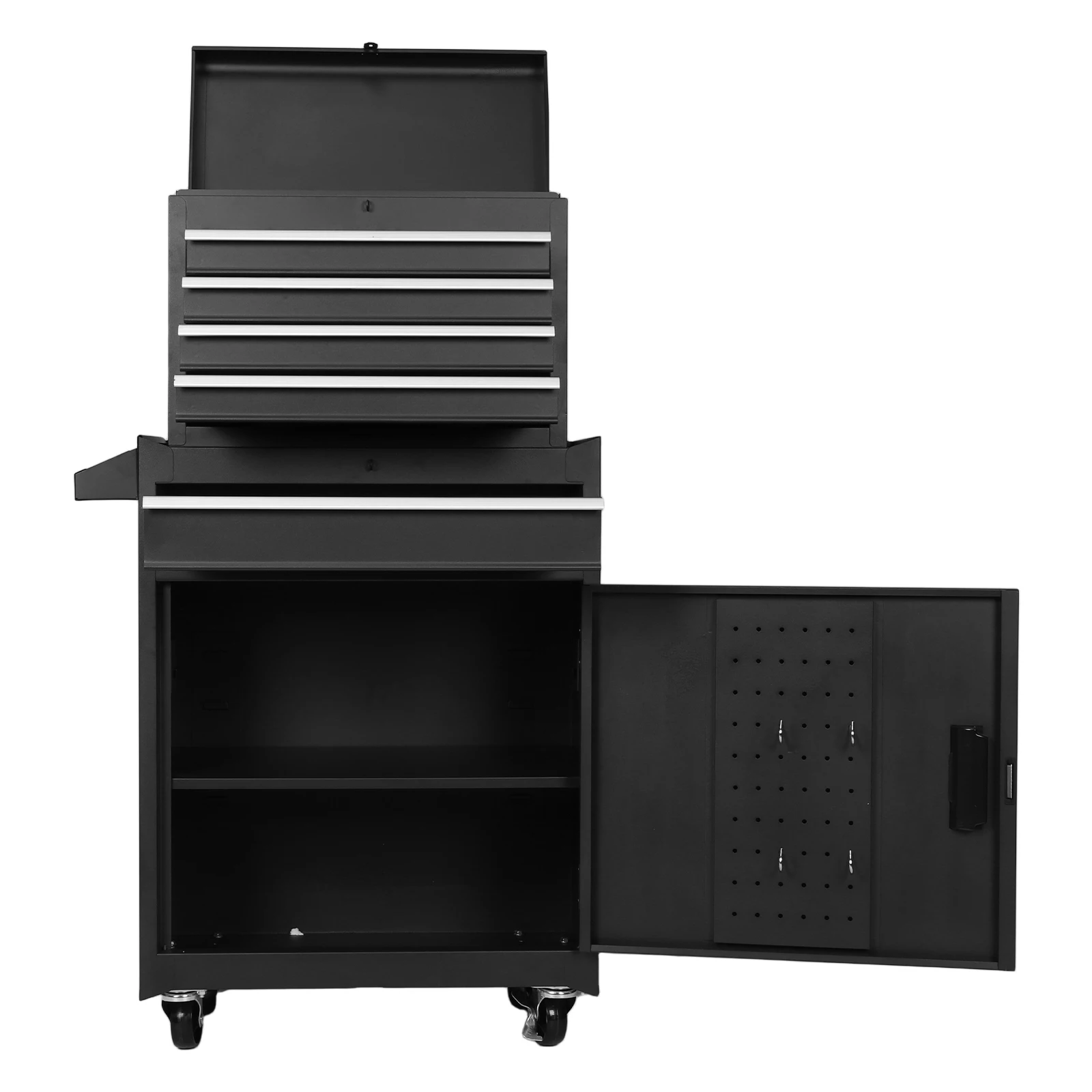 Mechanic Tool Storage Box with Double Door & Wheels Parts Storage Cabinets Wear Resist Metal Tool Cart for Factory Warehouse Use