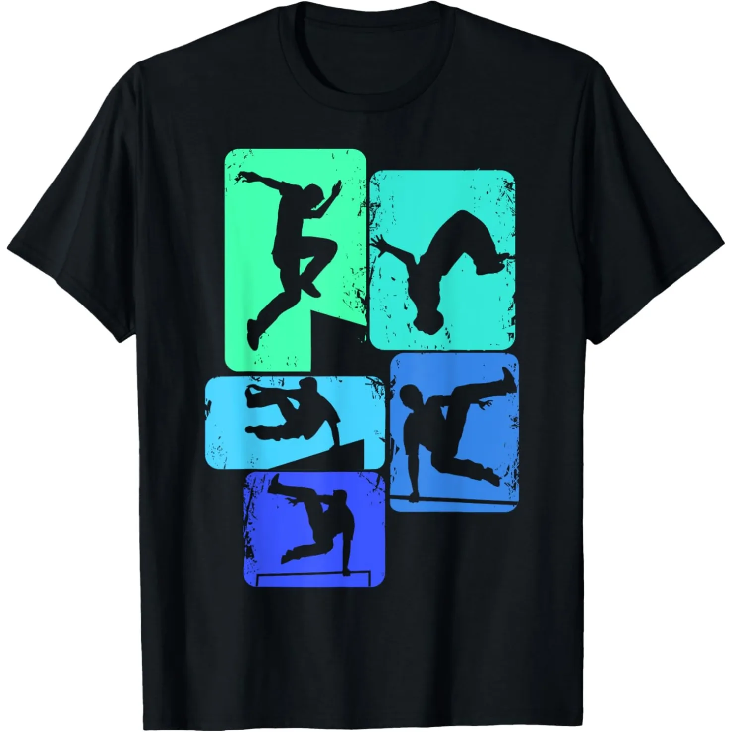 Coole Parkour Freerunning Geschenke Retro Parkour T-Shirts Herren Baumwolle Humor Streetwear T-Shirt Kurzarm Unisex Lockere Kleidung