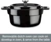 5 Quart 7-in-1 Electric Slow Cooker with Stainless Steel and Cast Iron, 1200W - Black Enamel Crock 4