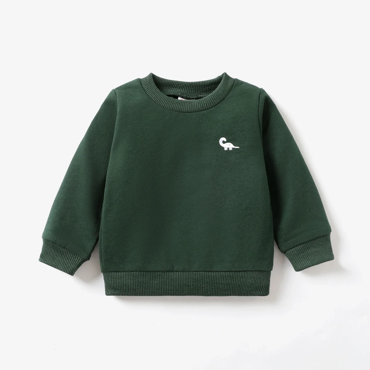 PatPat Baby Boy Animal Pattern Dinosaur Embroidery Long Sleeves Sweatshirt Animal pattern Casual/Outdoor The dinosaur children sweatshirt