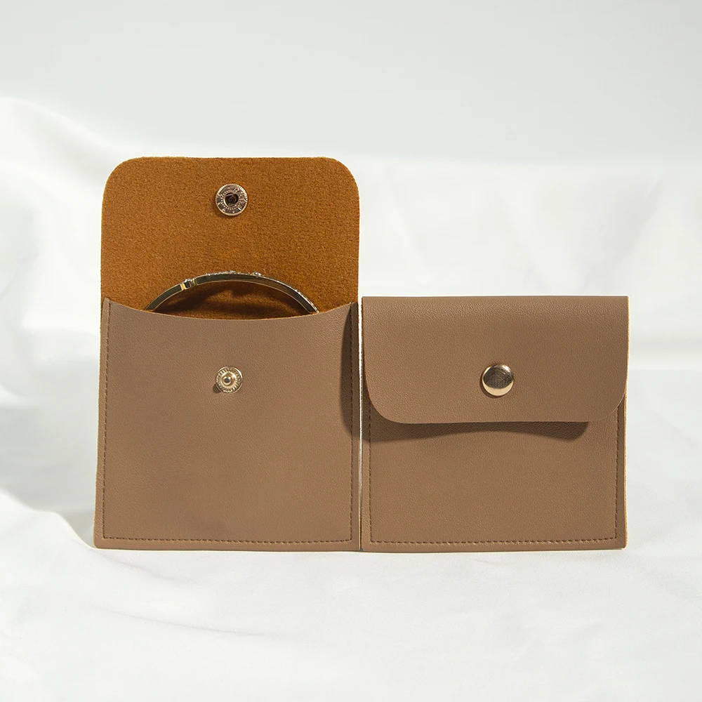 Mini Natural Gift Bag Pads Luxury PU Leather Snap Button Suede Envelope Packaging Jewelry Pouch DIY Xmas Wedding Party Gift Bags