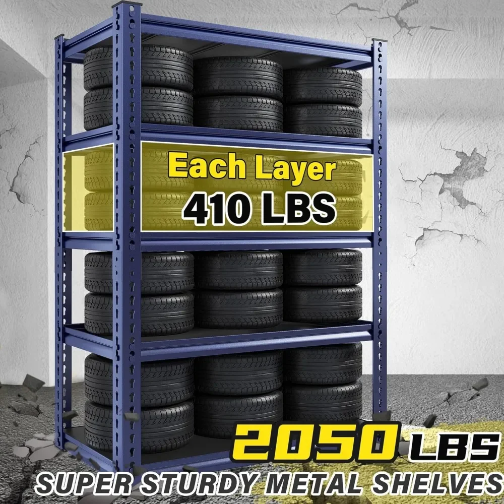 Garage Shelving 72" H Tall Storage Shelves Sturdy Metal Shelves for Storage 5 Tier Wide Heavy Duty Shelving Deep Storage Rack 3
