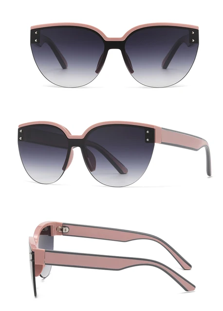 Peekaboo Cat Eye Sun Glasses For Women Outdoor Accessories Rimless  Sunglasses Female Uv400 Driving Half Frame Black Grey Brown - Sunglasses -  AliExpress