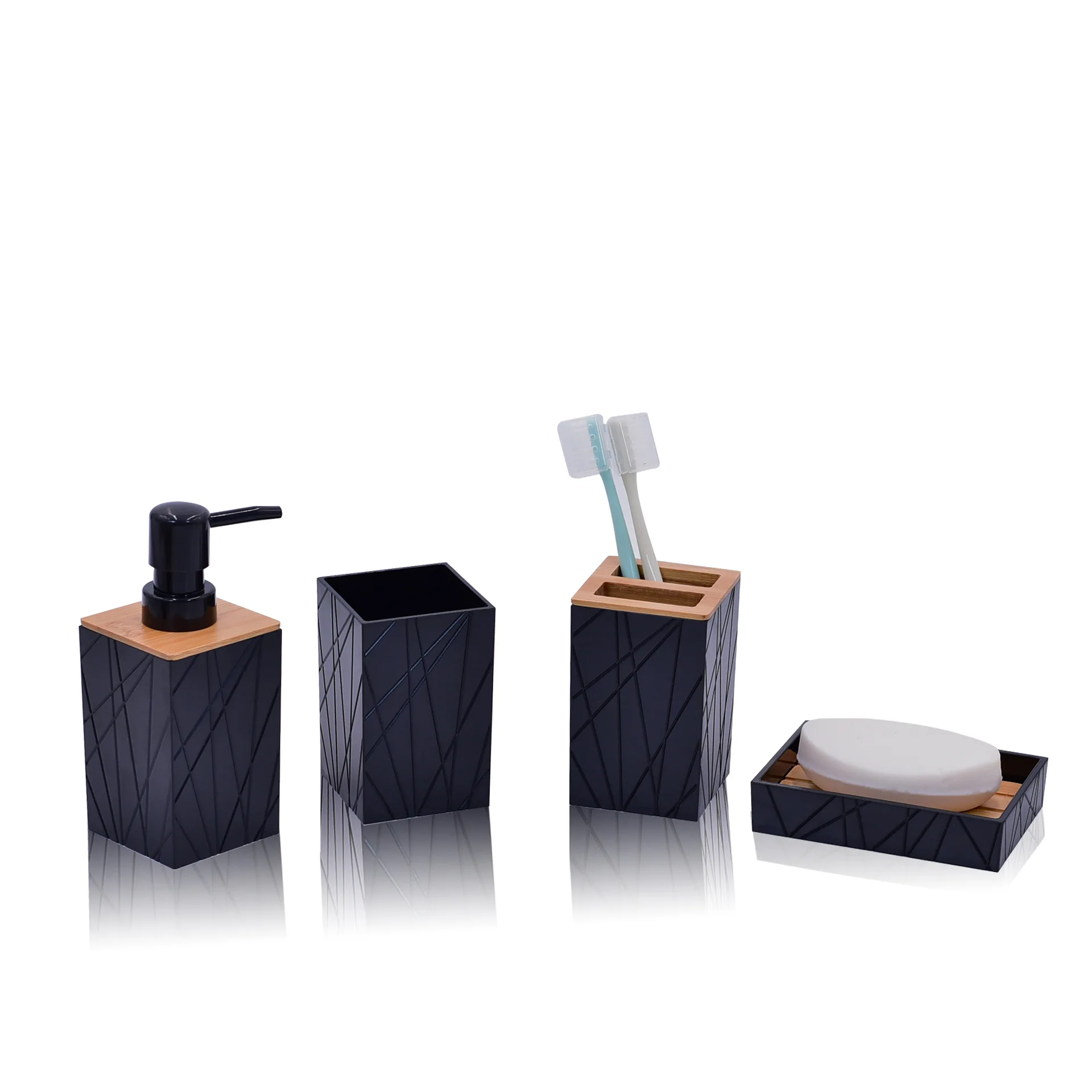 Bathroom Accessories Set Soap Dispenser Bottle Dish Washroom Toothbrush Holder Cup Suit Toilet Brush Shower Bath Organizer