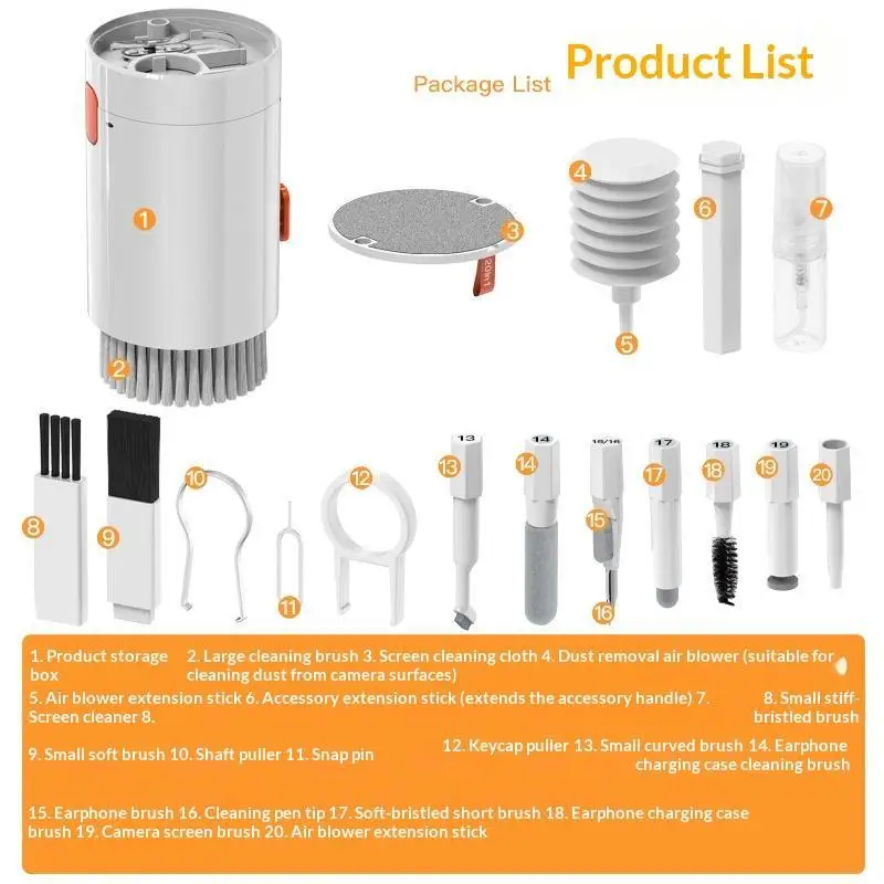 Kit di Pulizia Elettronico 20-in-1, Strumento Multifunzionale Portatile per la Pulizia di Telefoni, Tastiere e Laptop da Ufficio - immagine 4