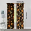 2pcs, Window Curtain Boho Leaf & Black Flower Peel 100% Polyester (without rod) Decorations For Home Use for Living Room, 4