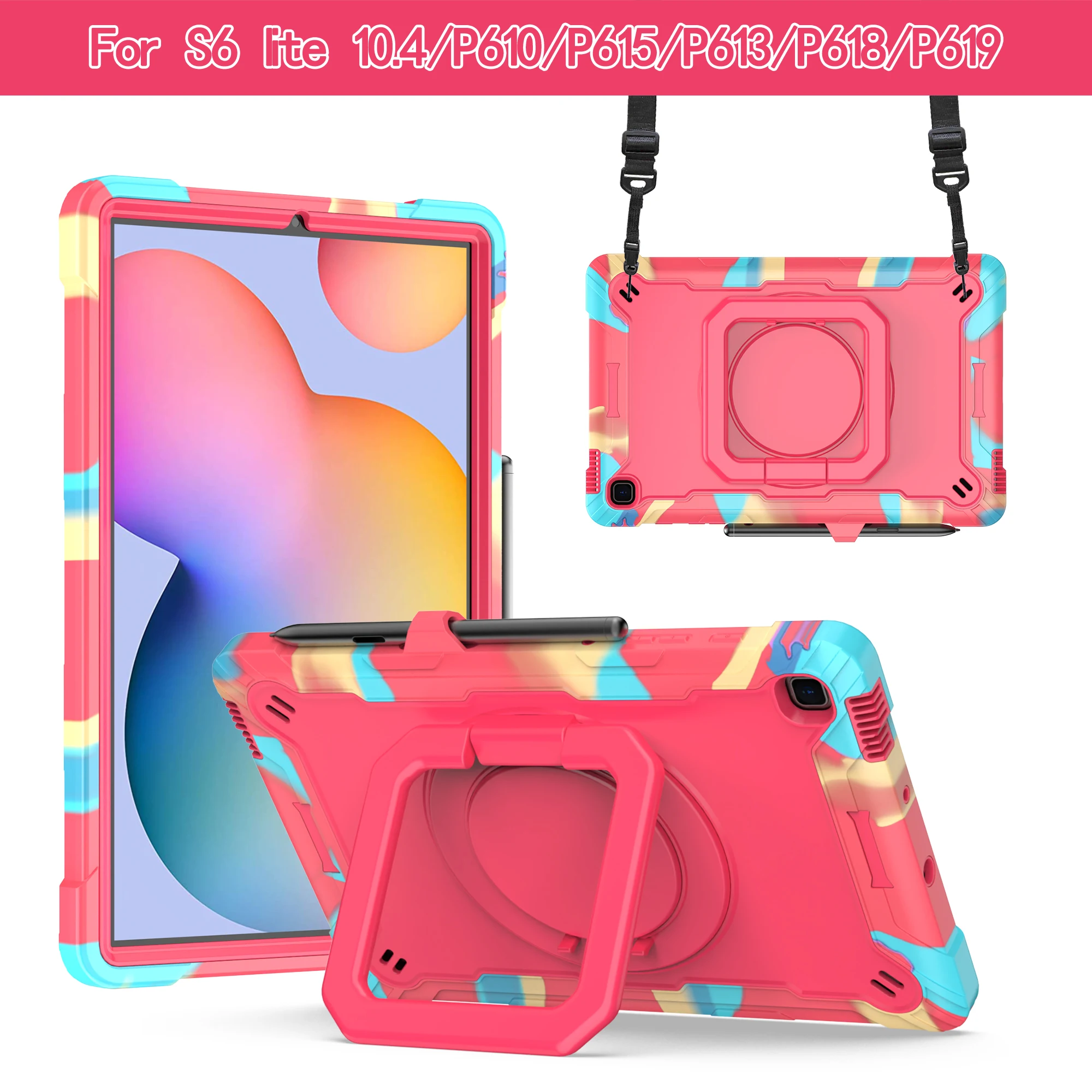 Heavy Duty Shockproof Protective Tablet Case with 360° Rotating Stand