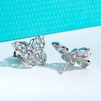 AnuJewel D Color 1.6mm Moissanite Butterfly Stud Earring