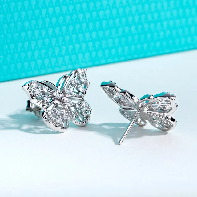 AnuJewel D Color 1.6mm Moissanite Butterfly Stud Earring