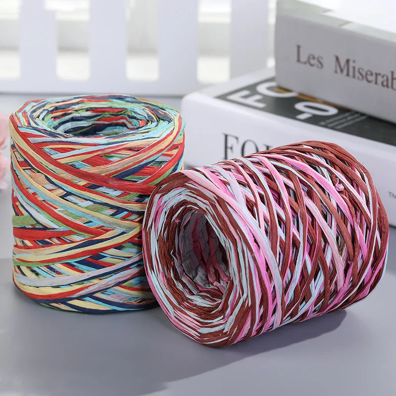 Hilo de paja de rafia Natural de 200m, cuerda de papel de hierba tejida a mano para línea hecha a mano, cordón para bolsa de playa, sombrero de sol, envío gratis