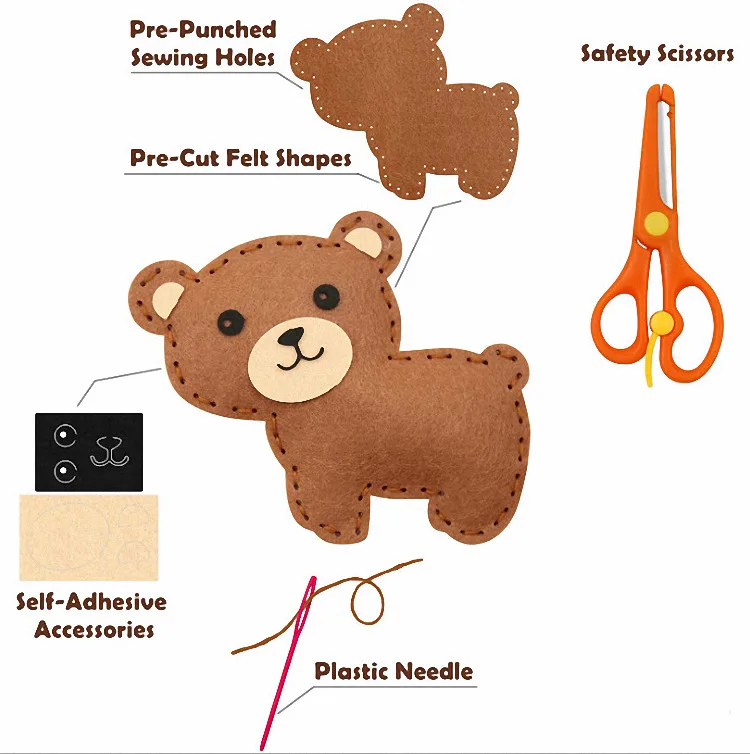 DIY Sewing Felt Set Dinosaur for Children's Home Parent-Child Interactive