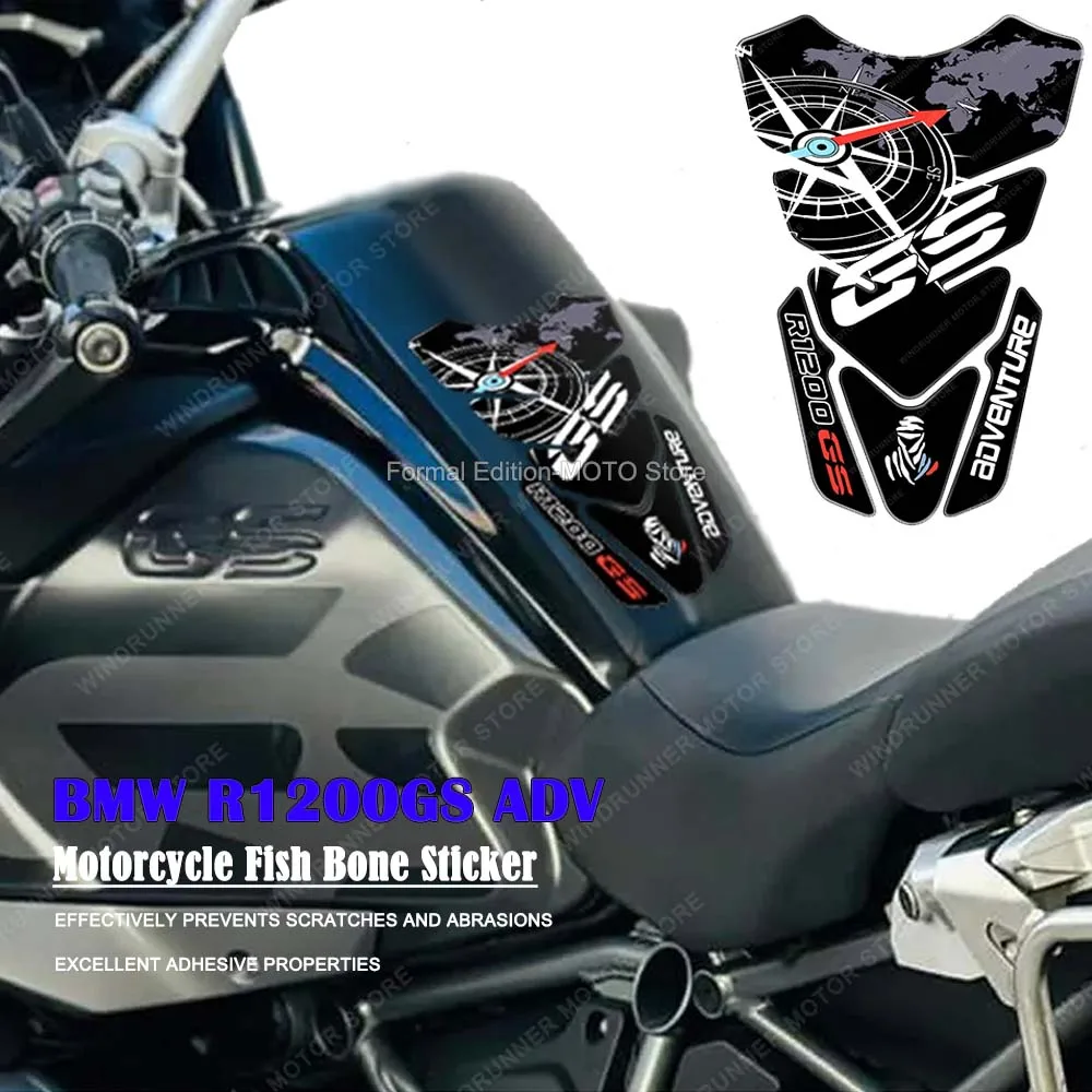 3D Epoxy Resin Stickers Waterproof Motorcycle Tank Pad Protector Sticker Fish Bone Sticker for BMW R 1200 GS R1200GS Adventure