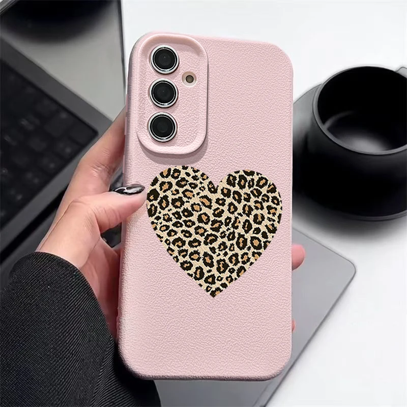 Leopard Print Heart Silicone Phone Case Cover