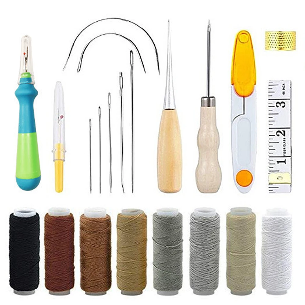 Leather Sewing Awl Kit Tools Sewing Needles Threads For DIY Leather Craft Speedy Stitcher Stitching Shoemaker Canvas Repair Tool