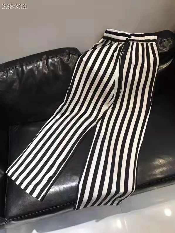 

2023 New fashion good quality runway Lazy stripes comfortable classic wide leg trousers