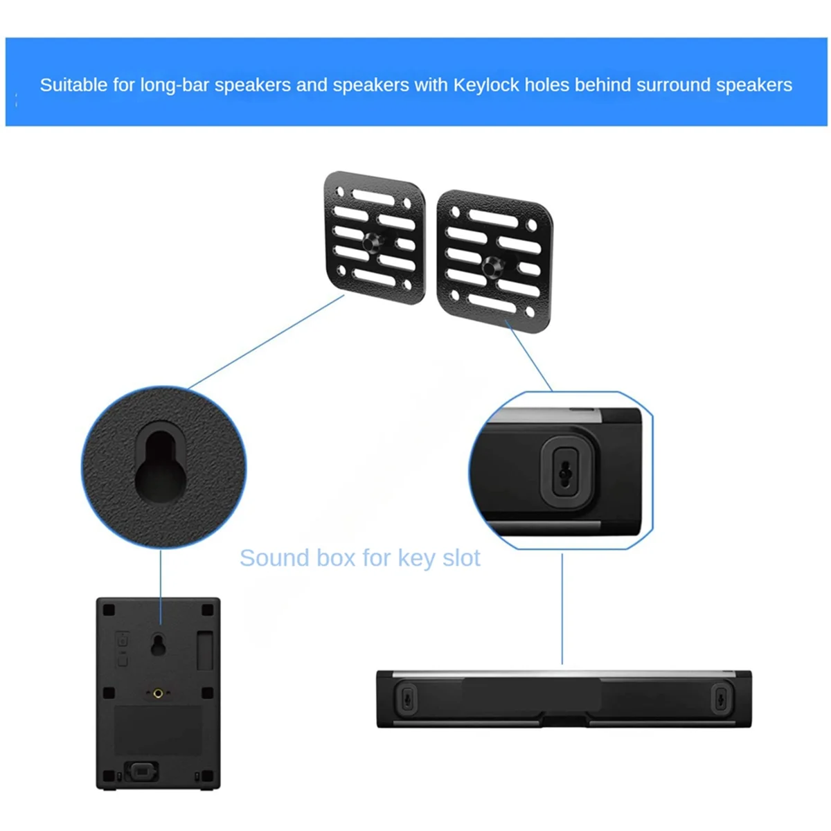 SoundBar Wall Mount Brackets for Yamaha SR-C20A YAS-207 YAS-209 YAS-108 YAS-109 Soundbar for Sony HT-G700 Speaker