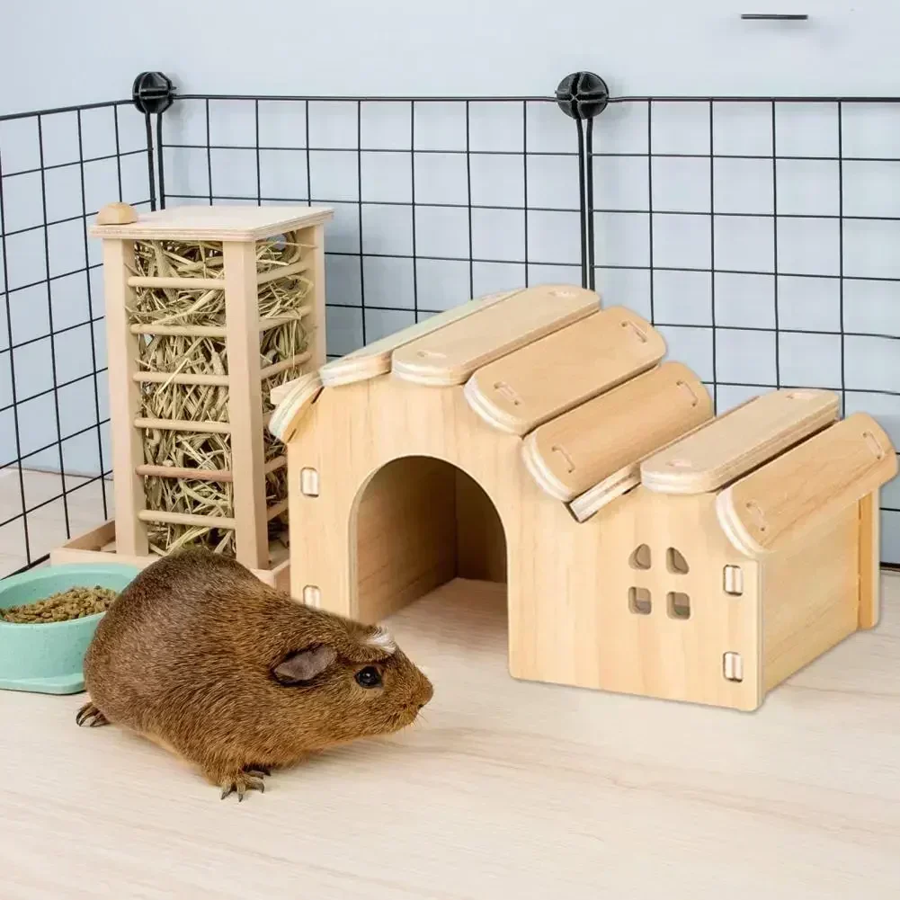 Wooden Hamster Seesaw Swing & Climb Toy Fun DIY Cage Accessory for Small Pets