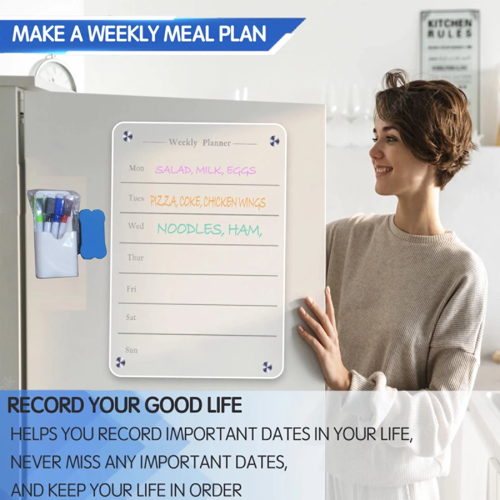 Magnetic Calendar For Fridge Weekly Planner Calendar Table Dry Erase Acrylic Whiteboard Fridge Sticker Message Board Menu