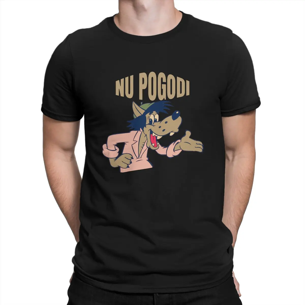 

Funny Russian Wolf Classic Man's TShirt Nu Pogodi O Neck Tops Fabric T Shirt Humor Top Quality Birthday Gifts