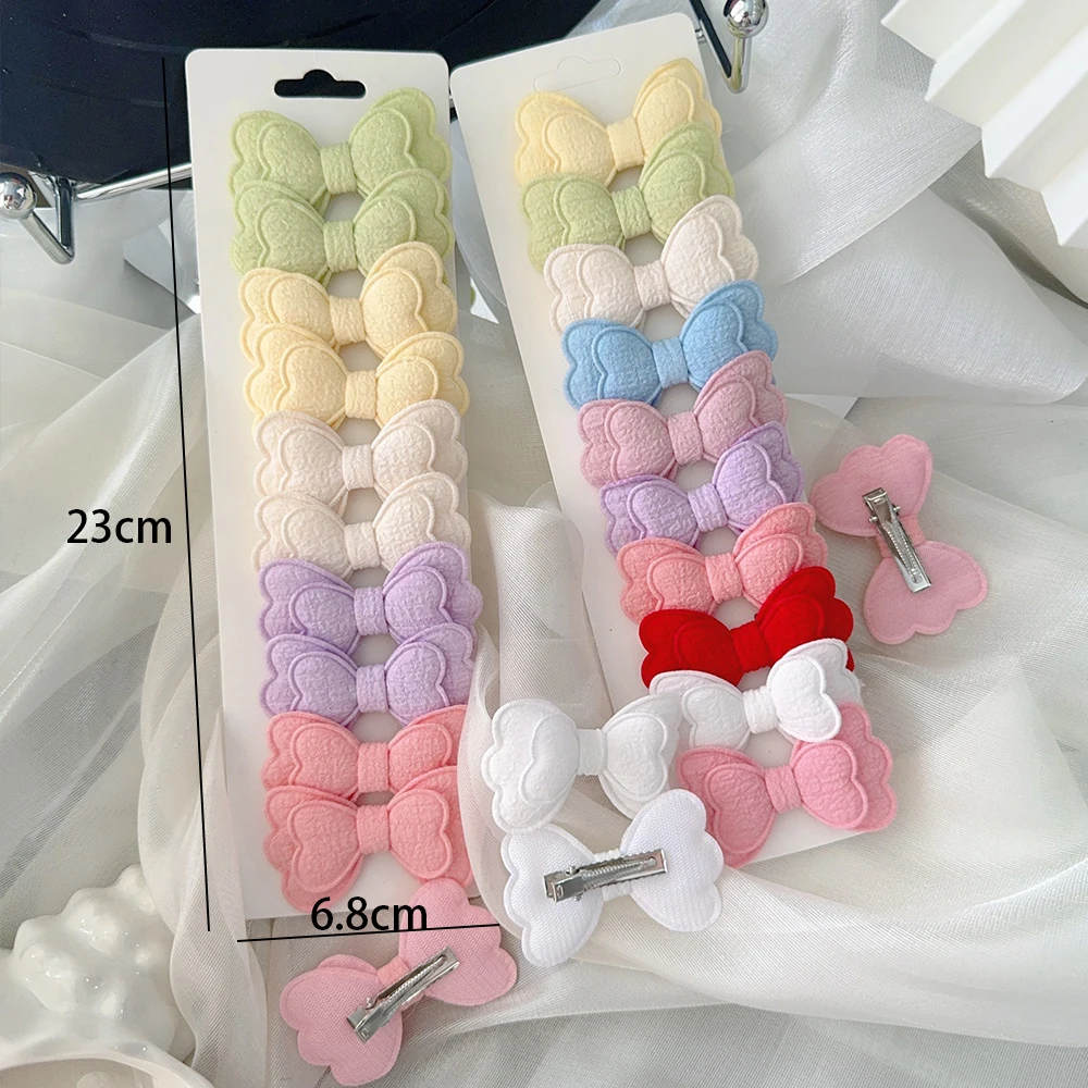 4-10 Teile/satz Candy Farbe Haar Clip Geschenk für Mädchen Doppel Layered Bogen Nette Pony Haarnadel Baumwolle Sicher kinder Baby Haar Zubehör – Detail 7