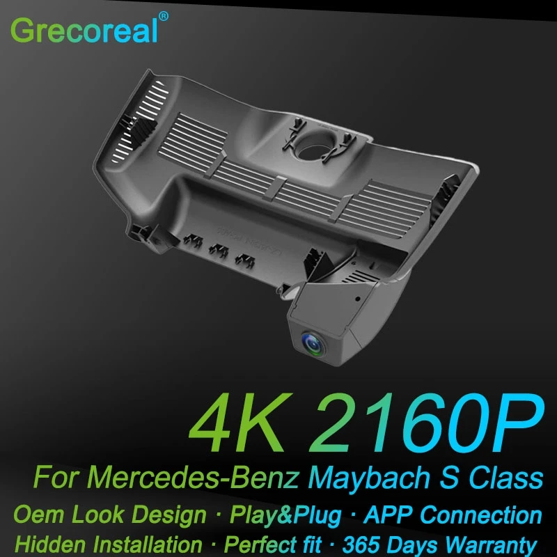 

Grecoreal Car Dash Camera 4K Wifi Dash Cam Vehicle Car DVR OEM Front Rear Dual Dashcam for Mercedes Benz Maybach S Class W222