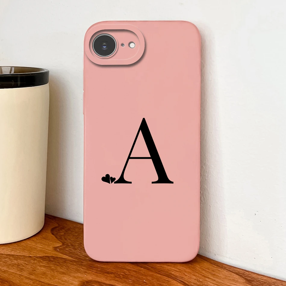Simple Heart Letters Liquid Silicone Phone Case - Soft, Smooth, High-Quality Back Cover in Elegant Design