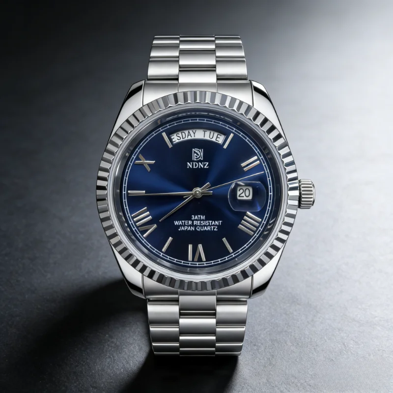 Elegant Waterproof Couple's Quartz Wristwatch with Date Function and Steel Strap