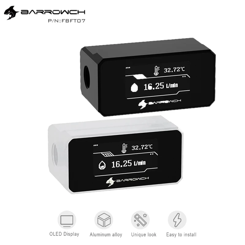 Barrowch-monitor de Watercooler Computador Personalizado em Temperatura Oled e Fluxo Refrigeração a Água Construir Flowmeter Alarme Termômetro Fbft07 - Imagem 4