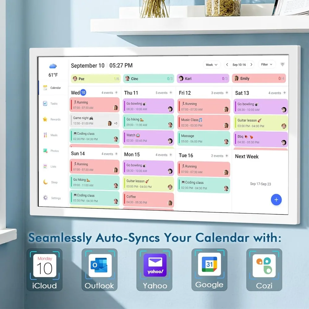 27 inch calendar Smart Digital Family Planner Touchscreen IPS Display - Alletron Chore chart and daily plan on Alletron Digital Calendar