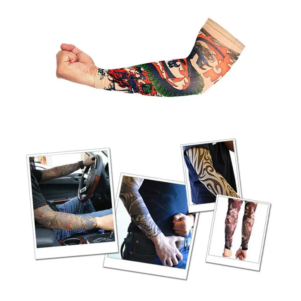 Outdoor Driving Cycling Tattoo Sleeve Men Women Mountain Climbing Camping Play Golf Oversleeve Nylon Stretchy Arm Stockings