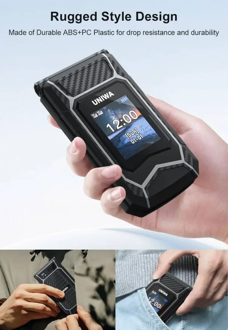 UNIWA X29 2.8 Inch Double Screen Dual SIM Card GSM Rugged Style Flip Phone 2000mAh Big Font Big Button For Senior Wireless Radio