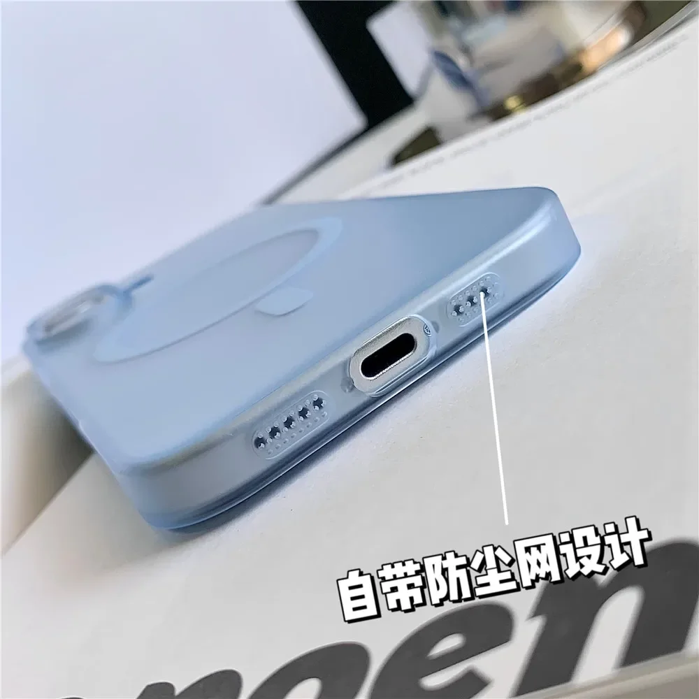 Frosted Matte Translucent Magnetic Wireless Charging Rugged Phone Case
