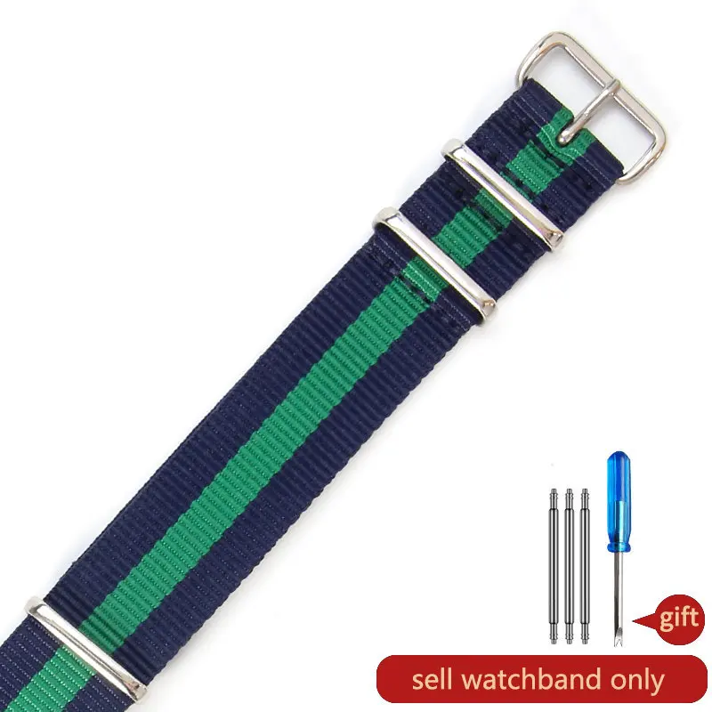 Quick-Speed Nylon Watchband with Stainless Steel Buckle in Canvas - 18, 20, 22mm